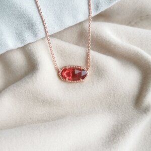 Kendra Scott Elisa Berry red glass Necklace Rose Gold